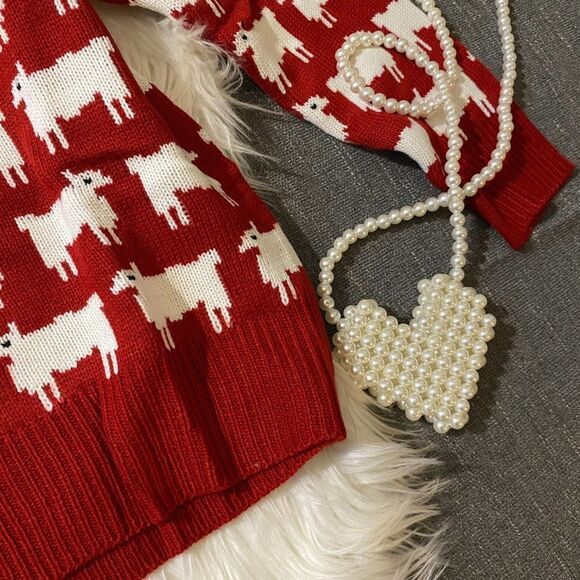 PRINCESS DIANA BLACK SHEEP RED SWEATER INSPIRED - Picture 5 of 9